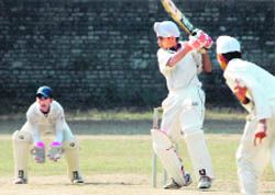 A match in progress between Mohali Cricket Association and Guru Nanak Public School, Sector 36, in Chandigarh on Saturday.
