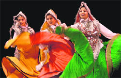 Students take part in Haryanvi folk dancecompetition organised by the Haryana Kala Parishad at Panchkula on Saturday