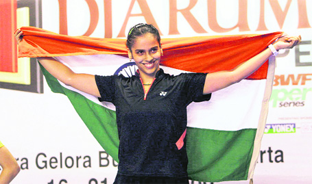 Nineteen-year-old shuttler Saina Nehwal became the first Indian woman to win a Super Series title, the highest category in badminton on a par with a Grand Slam victory in tennis