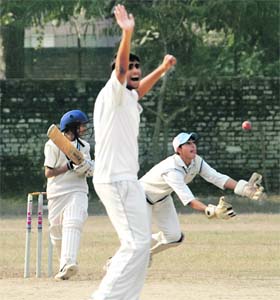 A match in progress between LIC-26 and Guru Nanak Public School-36 on the GNPS-36 grounds in Chandigarh