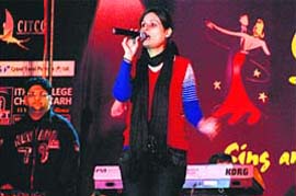 Uma Patial, an artiste, performs in ‘Danceandsong Mania’ organised in Sector 17, Chandigarh