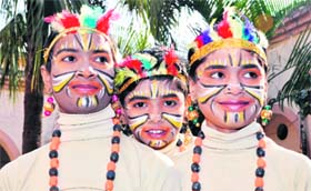 Children from Madhya Pradesh prepare to perform at Rang Mahotsava in Dehradun