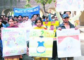 NSS volunteers of Government PG College hold an awareness rally against female foeticide in Karnal