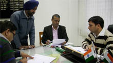 BMC commisisoner, Ravi Bhagat, (extreme right) during a meeting at his office on Tuesday.