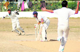 A match in progress at the ongoing District Cricket League in Dehradun on Tuesday