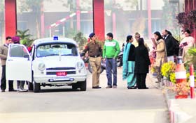 SDM(S) Prerna Puri comes out of Sacred Heart School, Sector 26, after initiating a magisterial probe in the Ruchika molestation case, in Chandigarh