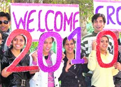 College students welcome the New Year in Faridabad