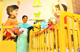 A would-be mother buying toys and clothes for her baby ahead of New Year in Ludhiana on Wednesday.