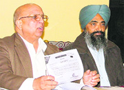 Varinder Kumar, who has accused a former SSP of grabbing the land.