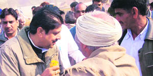 INLD leader Ajay Singh Chautala campaigns in Ellenabad on Thursday.