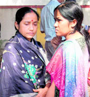 irreparable loss: Mother and sister of Partha Bag, who was charred to death inside Bhaba Atomic Research Centre, at his funeral in Mumbai on Thursday