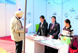 Visitors sign up for a campaign to make Dehradun greener at Dehradun Hills Academy on Friday