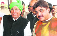 OP Chautala with Rakesh Kamboj in Karnal. 