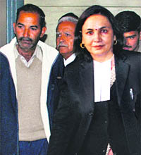 Abha Rathore, counsel and wife of former Haryana DGP SPS Rathore, comes out of a court in Panchkula on Friday.