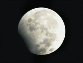 The partial eclipse of the moon as observed in the wee hours in Kolkata on Friday