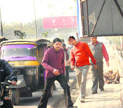 This huge billboard on the pedestrians path puts many lives at risk