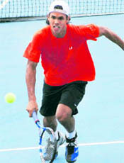 Somdev Devvarman at a practice session in Chennai on Friday