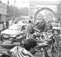 Congested traffic continues to be a bane of residents as the police celebrates Road Safety Week in Patiala. 