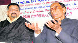 Ganga Ram, MP and patron of Manav, an NGO, addreses mediapersons in Dehradun on Saturday.