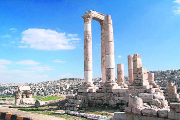 Visitors can have a birds eyeview of the city of Amman from the platform of the temple of Hercules