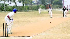 A match in progress at the 58th District Cricket League in Dehradun on Sunday.