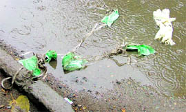 Masks and gloves used in swine flu isolation wards of hospitals being discarded in the open.