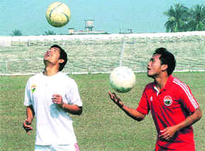 Lajong FC players during a training session.