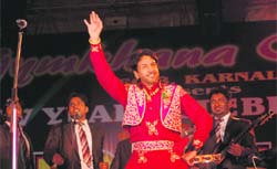 Gurdas Mann weaves a tune during the New Year celebrations at the Gymkhana Club in Karnal.