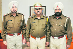 Cops at the SSP office after being promoted as inspectors in Ludhiana.