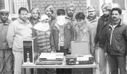 Accused, along with stolen goods, in police custody at Zirakpur on Tuesday.