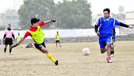 Players in action at the state-level Rural Sports Tournament organised by the Panchayat Raj Yuva Kaliyan Games held in Dehradun on Tuesday.