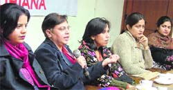 Activists of the Anti-Corruption Federation of India address a press conference in Ludhiana
