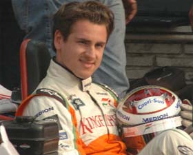 Adrian Sutil of Force India participates in a go-karting event held in Gurgaon