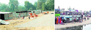 (Left) Construction still goes on at Rishikul bus station, which is being equipped with adequate facilities to handle rush during the Maha Kumbh, in Haridwar; and (top) a view of Rishikesh bus station.