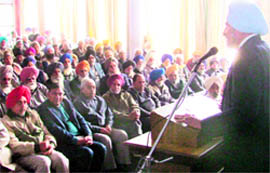 Dr SS Johl addresses pensioners at a meeting on the PAU campus, Ludhiana, on Wednesday