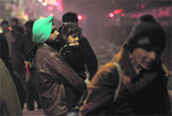 Passengers stranded at the railway platform, as the Amritsar-New Delhi Shatabdi Express was delayed in Ludhiana on Thursday. 