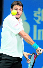 Stanislas Wawrinka plays a return shot in Chennai on Thursday.
