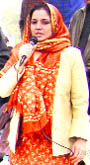 Kusum Chaudhary canvasses at Durba Kalan village on Friday.