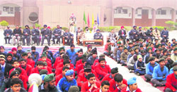 NCC cadets during the No. 4 (Pb) Air Sqn NCC Camp in Ludhiana on Friday. 