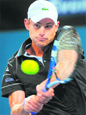 Andy Roddick hits a backhand return in his victory over Richard Gasquet in their quarterfinal at the Brisbane International tennis tournament, in Brisbane on Friday.