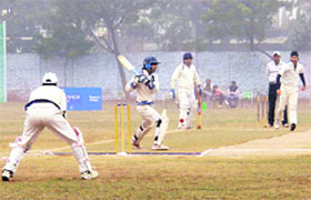 A T20 match in progress between Pace XI and Bits Dudai XI atPatel Memorial College, Rajpura, on Saturday.