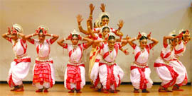 NCC cadets perform in a cultural programme organised on the occasion of the annual NCC Republic Day Camp in New Delhi on Saturday.