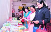 Visitors at the National Book Trust Fair in Dehradun