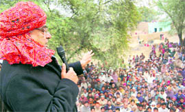 Chief Minister Bhupinder Singh Hooda campaigns in Ellenabad villages on Saturday.