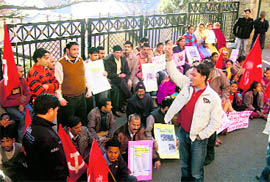 CPM workers participating in a victory rally at Shimla on Saturday