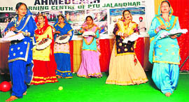 Students perform at the annual function of Bagga institute in Ahmedgarh.