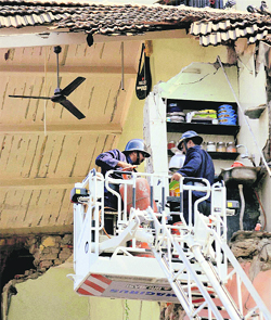 Rescue work in progress after a five-storeyed building, Rey Chambers, collapsed in Mumbai on Saturday.