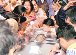 Grieving relatives at Jagraon on Sunday.