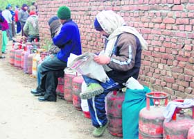 A queue of LPG subscribers in Dehradun