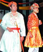Children perform play Dulla Bhatti in Amritsar. 